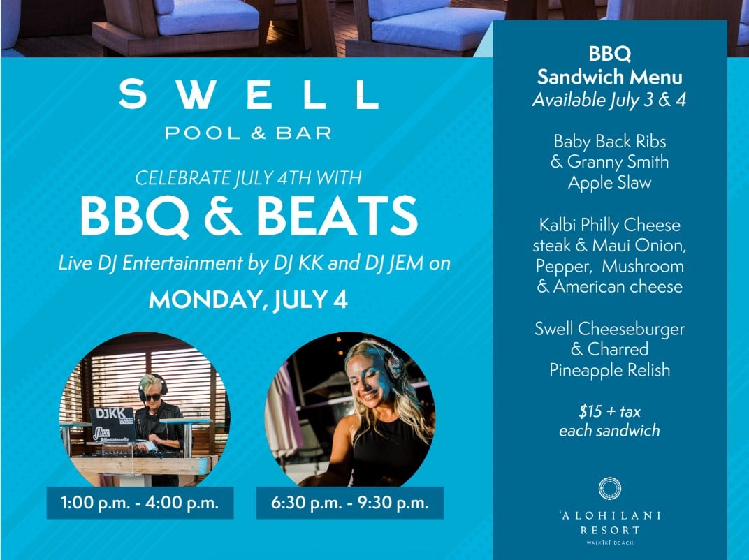 BBQ & Beats flyer at Swell with DJ Jem and DJ KK